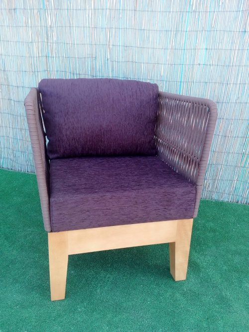 Butaca madera trenzada - vista frontal